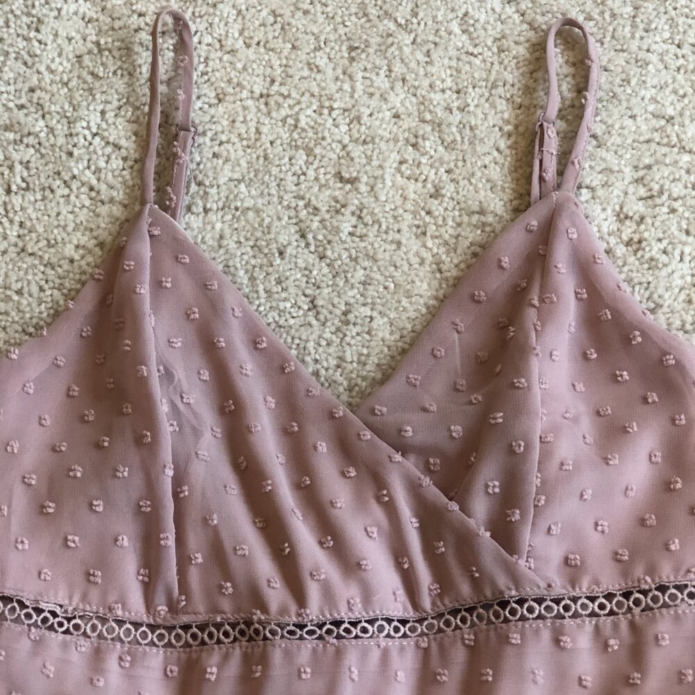 Altar'd State Baby Doll Sleeveless Adjustable Straps Pink Lined Sheer Mini Dress - Picture 6 of 15